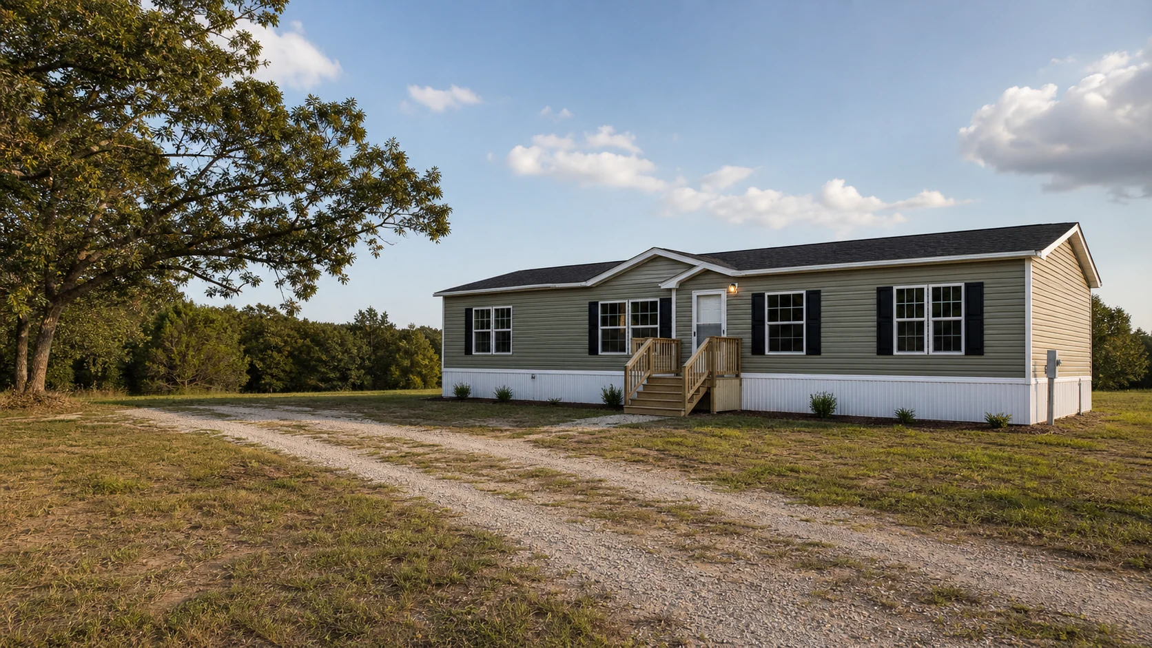 Installed double-wide manufactured home on private land